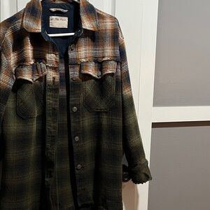 We The Free Plaid Shirt Jacket - Black and Brown
